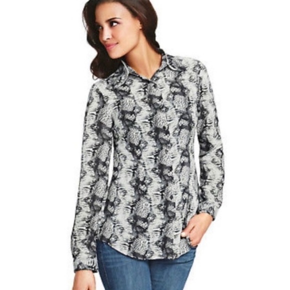CAbi Tops - Cabi Snake Skin Print Sheer Button Up Top Python